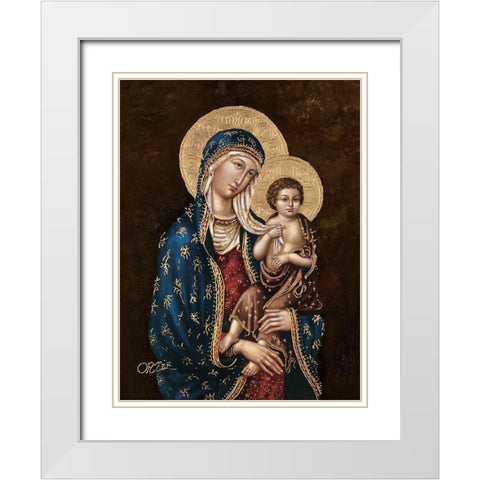 Madonna and Child White Modern Wood Framed Art Print with Double Matting by Ortiz