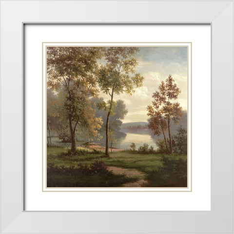 Tranquility II White Modern Wood Framed Art Print with Double Matting by Rosselli, Matteo