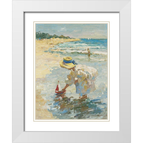 Seaside Summer II White Modern Wood Framed Art Print with Double Matting by Vitali