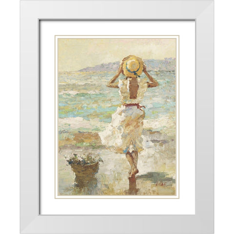 Seaside Summer I White Modern Wood Framed Art Print with Double Matting by Vitali