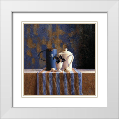 Striped Still Life I White Modern Wood Framed Art Print with Double Matting by Landa, Julien