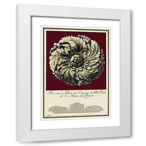 Rosone Antico IV White Modern Wood Framed Art Print with Double Matting by Guerra