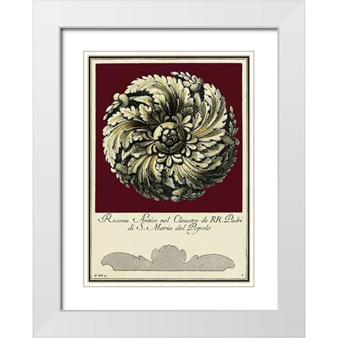 Rosone Antico IV White Modern Wood Framed Art Print with Double Matting by Guerra