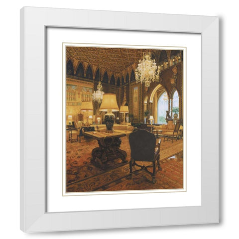 Gold Reading Room White Modern Wood Framed Art Print with Double Matting by Lone