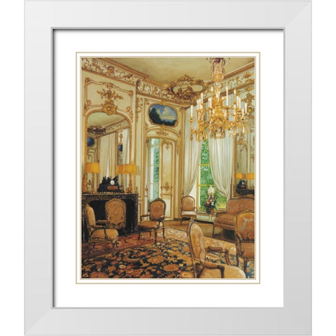 Gold Sitting Room White Modern Wood Framed Art Print with Double Matting by Lone