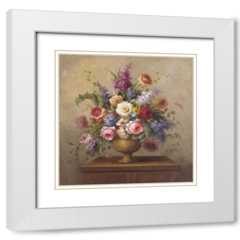 Heirloom Bouquet II White Modern Wood Framed Art Print with Double Matting by Steiner