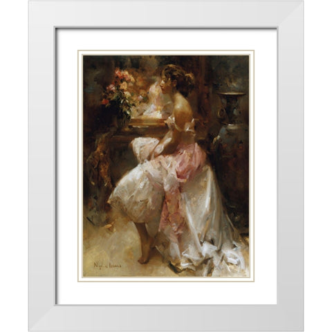Penumbra II White Modern Wood Framed Art Print with Double Matting by Lozano, Laura Nydia