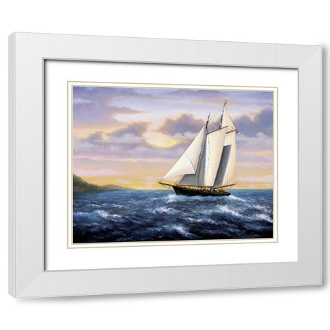 West Wind Sails White Modern Wood Framed Art Print with Double Matting by Sambataro