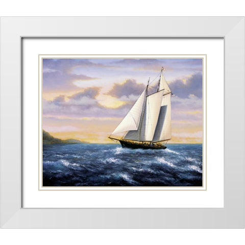 West Wind Sails White Modern Wood Framed Art Print with Double Matting by Sambataro