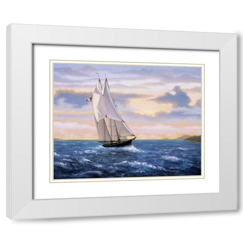 East Wind Sails White Modern Wood Framed Art Print with Double Matting by Sambataro