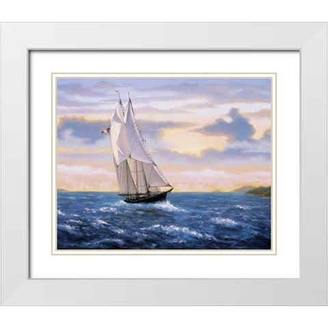 East Wind Sails White Modern Wood Framed Art Print with Double Matting by Sambataro