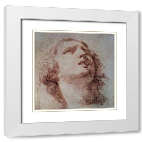 Study of a Head Looking Up White Modern Wood Framed Art Print with Double Matting by Berrettini, Pietro