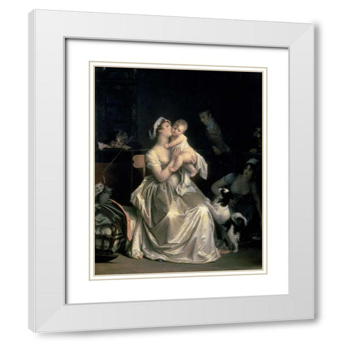 Motherhood, 1805 White Modern Wood Framed Art Print with Double Matting by Gerard, Marguerite