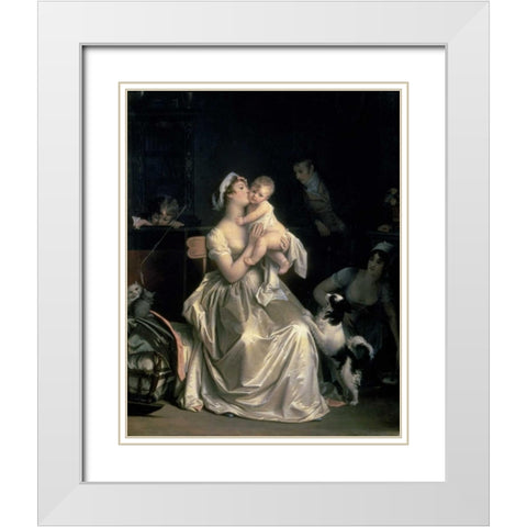Motherhood, 1805 White Modern Wood Framed Art Print with Double Matting by Gerard, Marguerite