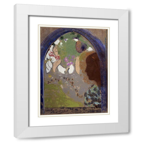 Womans Silhouette in a Window, 1912 White Modern Wood Framed Art Print with Double Matting by Redon, Odilon