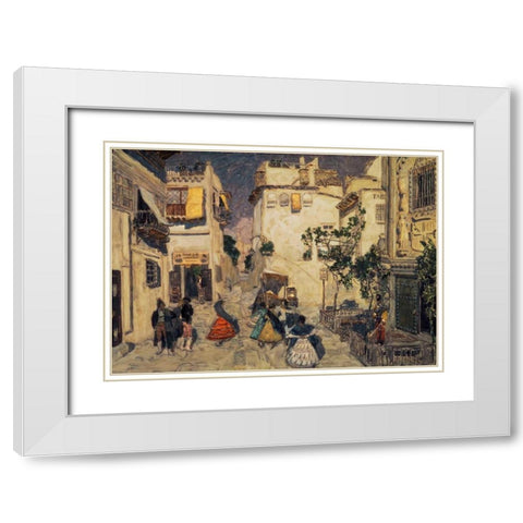 Peafowls White Modern Wood Framed Art Print with Double Matting by Unknown