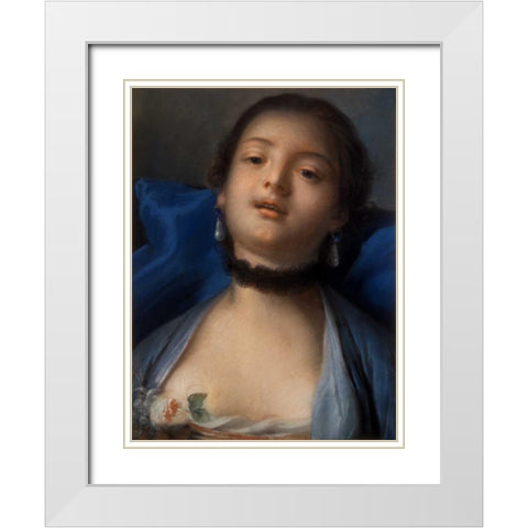 Portrait of a Woman White Modern Wood Framed Art Print with Double Matting by Boucher, Francois