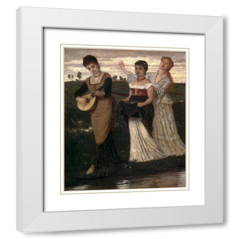 Music in the Fields White Modern Wood Framed Art Print with Double Matting by Bocklin, Arnold
