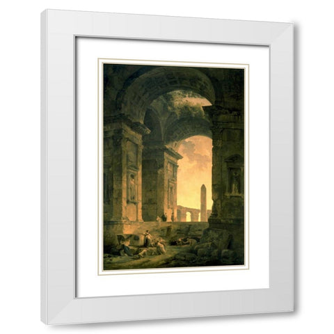 The Landscape with Obelisk White Modern Wood Framed Art Print with Double Matting by Robert, Hubert