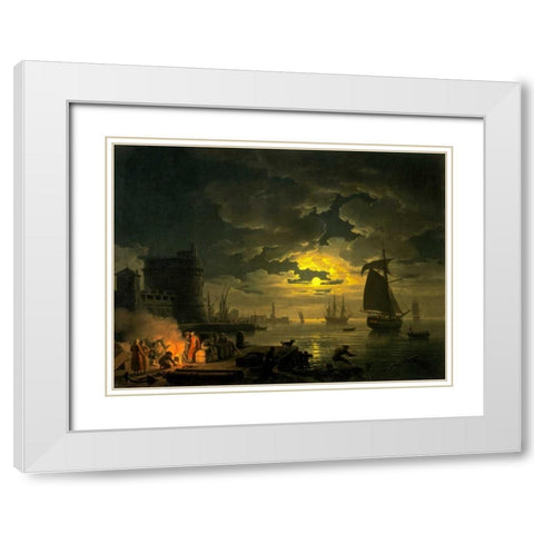 White Modern Wood Framed Art Print with Double Matting by Vernet, Claude Joseph