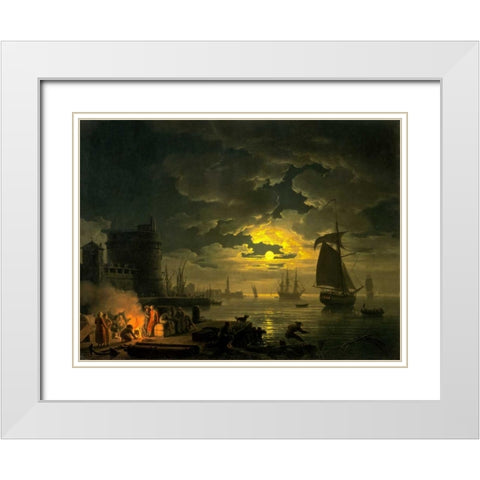 White Modern Wood Framed Art Print with Double Matting by Vernet, Claude Joseph