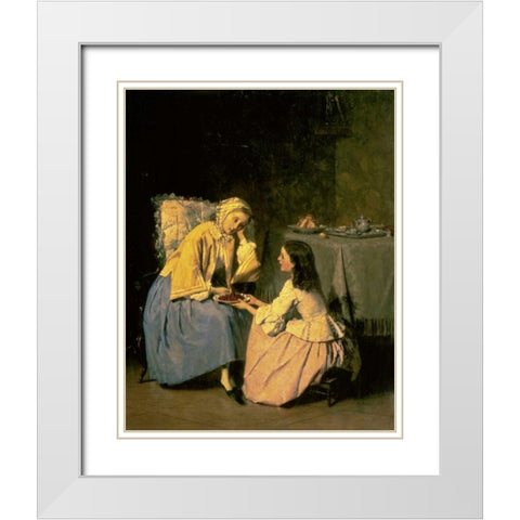 The Offering White Modern Wood Framed Art Print with Double Matting by Patrois, Isidore