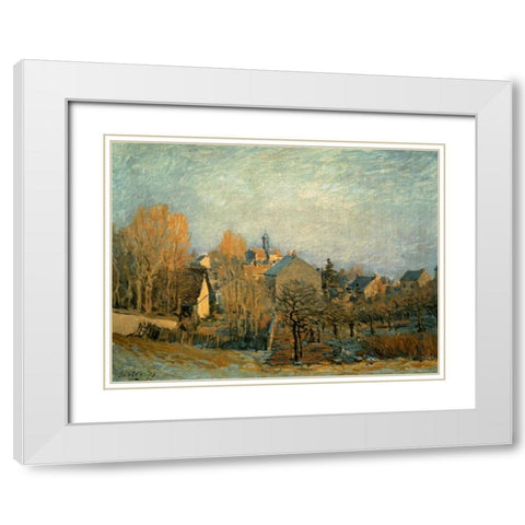 Little Town on the River Seine, 1872 White Modern Wood Framed Art Print with Double Matting by Sisley, Alfred