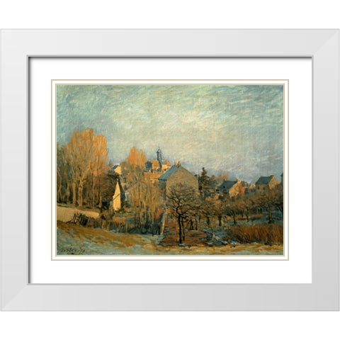 Little Town on the River Seine, 1872 White Modern Wood Framed Art Print with Double Matting by Sisley, Alfred