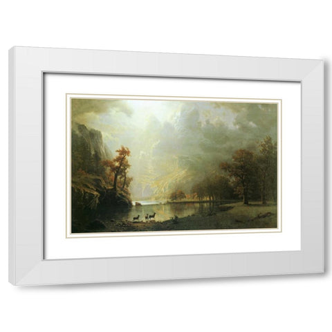 Sierra Nevada Morning White Modern Wood Framed Art Print with Double Matting by Bierstadt, Albert