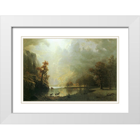 Sierra Nevada Morning White Modern Wood Framed Art Print with Double Matting by Bierstadt, Albert