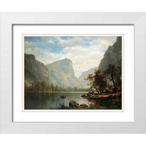 Mirror Lake, Yosemite Valley White Modern Wood Framed Art Print with Double Matting by Bierstadt, Albert