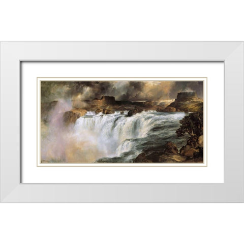 Shoshone Falls on the Snake River White Modern Wood Framed Art Print with Double Matting by Moran, Thomas