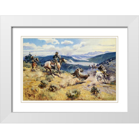 Loops and Swift Horses Are Surer Than Lead White Modern Wood Framed Art Print with Double Matting by Russell, Charles M.