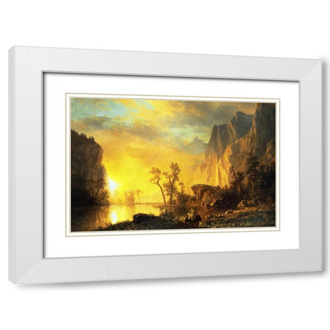 Sunset in the Rockies White Modern Wood Framed Art Print with Double Matting by Bierstadt, Albert