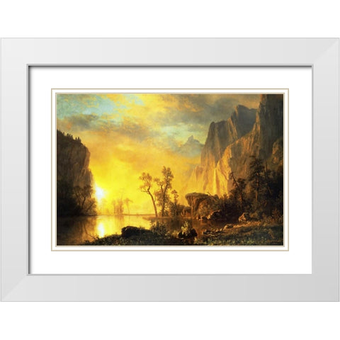 Sunset in the Rockies White Modern Wood Framed Art Print with Double Matting by Bierstadt, Albert