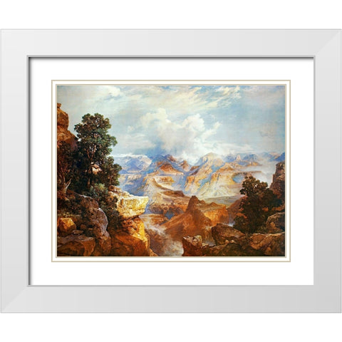 The Grand Canyon 1912 White Modern Wood Framed Art Print with Double Matting by Moran, Thomas
