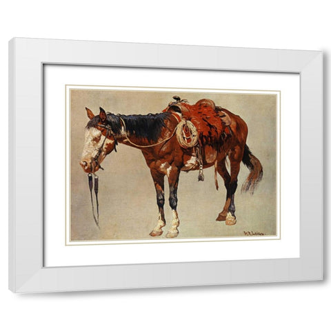 Navajo Pony White Modern Wood Framed Art Print with Double Matting by Leigh, William R.