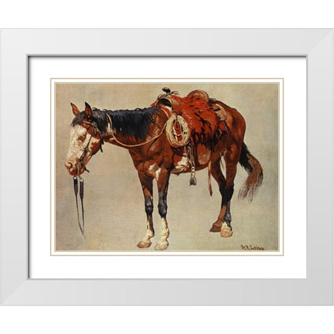 Navajo Pony White Modern Wood Framed Art Print with Double Matting by Leigh, William R.