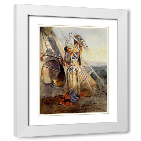Sun Worship in Montana White Modern Wood Framed Art Print with Double Matting by Russell, Charles M.