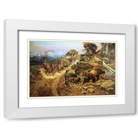 Bruin Not Bunny White Modern Wood Framed Art Print with Double Matting by Russell, Charles M.