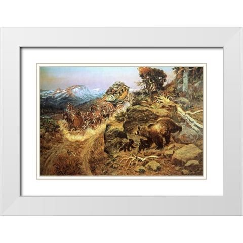 Bruin Not Bunny White Modern Wood Framed Art Print with Double Matting by Russell, Charles M.