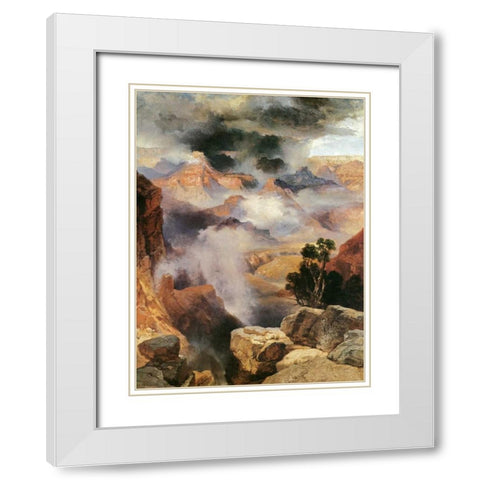 Mist in the Canyon White Modern Wood Framed Art Print with Double Matting by Moran, Thomas