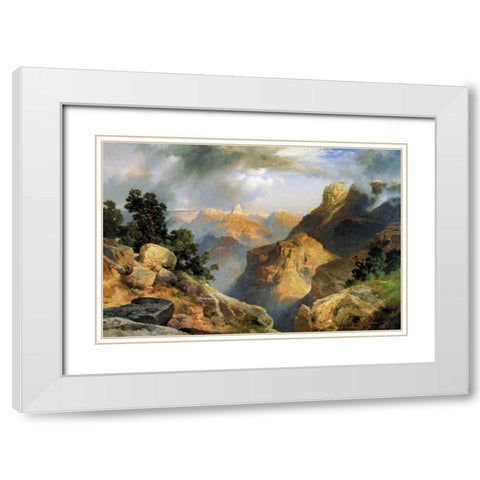 Grand Canyon White Modern Wood Framed Art Print with Double Matting by Moran, Thomas