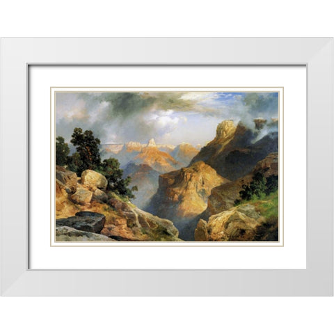 Grand Canyon White Modern Wood Framed Art Print with Double Matting by Moran, Thomas