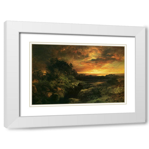 Arizona Sunset Near The Grand Canyon White Modern Wood Framed Art Print with Double Matting by Moran, Thomas