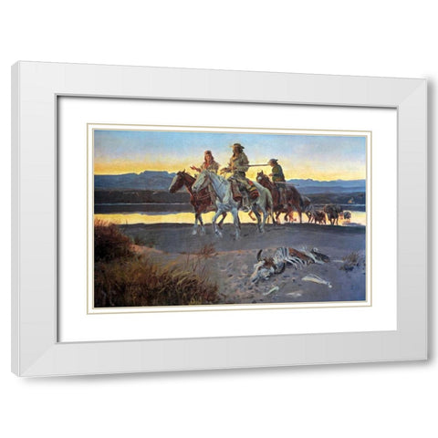 Carsons Men White Modern Wood Framed Art Print with Double Matting by Russell, Charles M.