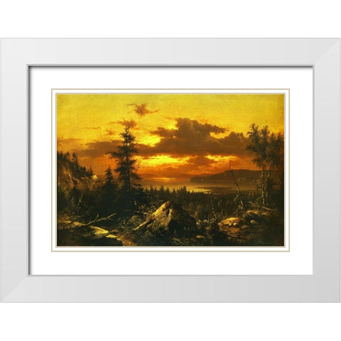 Sunset Glow White Modern Wood Framed Art Print with Double Matting by Bierstadt, Albert