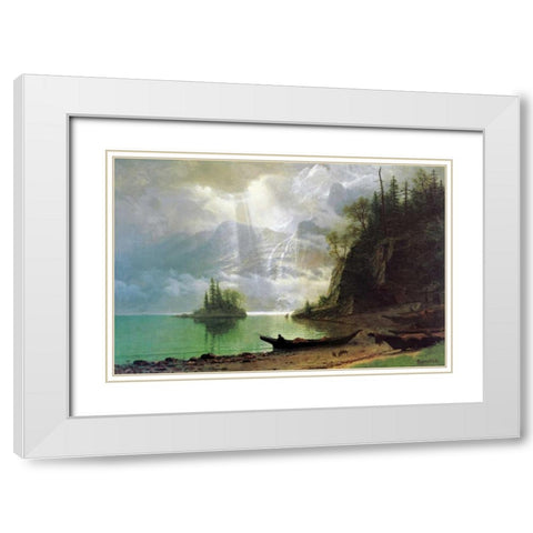 The Island White Modern Wood Framed Art Print with Double Matting by Bierstadt, Albert