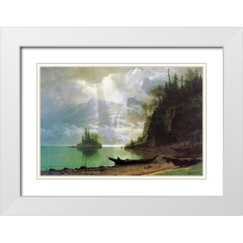 The Island White Modern Wood Framed Art Print with Double Matting by Bierstadt, Albert