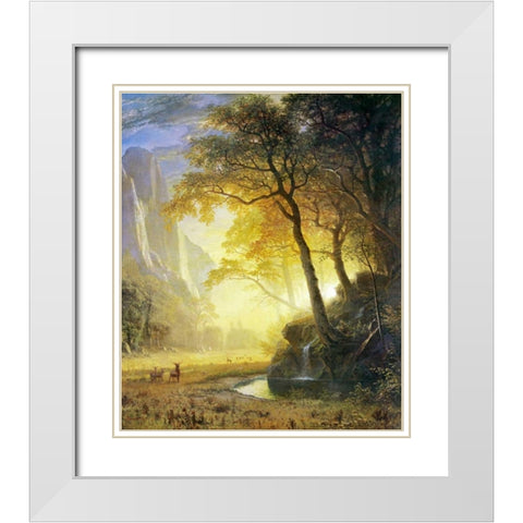 Hetch Hetchy Canyon White Modern Wood Framed Art Print with Double Matting by Bierstadt, Albert